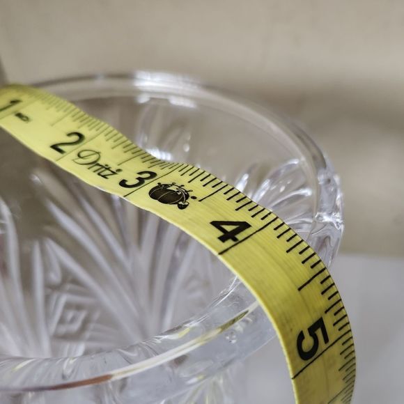 Vase Vintage 1980s Hand Cut Lead Crystal Footed Glass - Picture 7 of 7